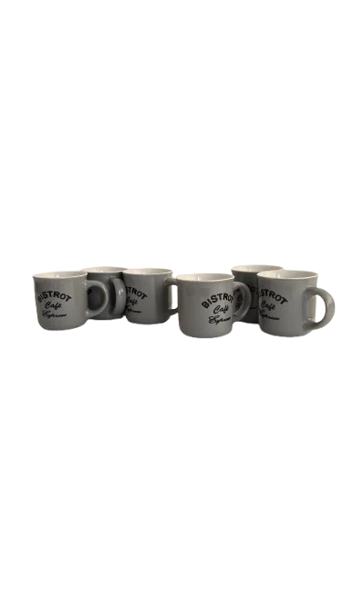 Set 6 cani, 120 ml, Cesiro, Portelan, Alb/Gri 10