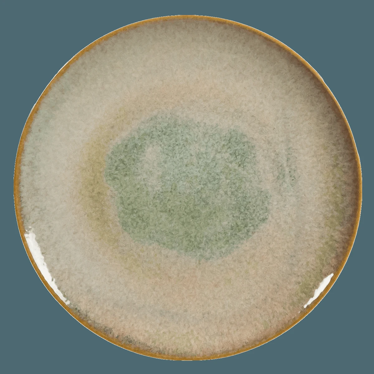 Teller intinsa, 26 cm, shell, creme deschis glänzend, margine braun