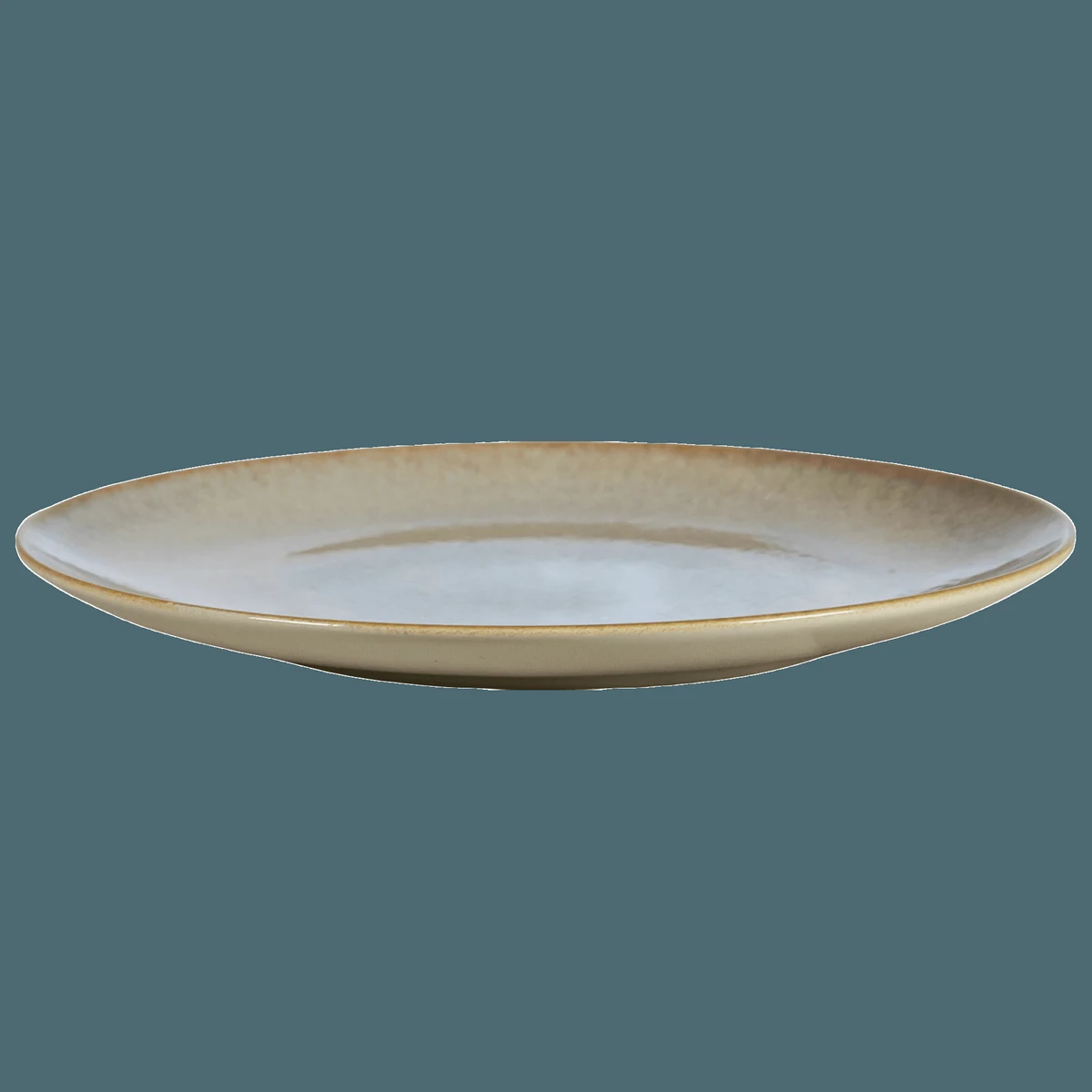 Farfurie intinsa, 26 cm, shell, crem deschis lucios, margine maro, imagine 3