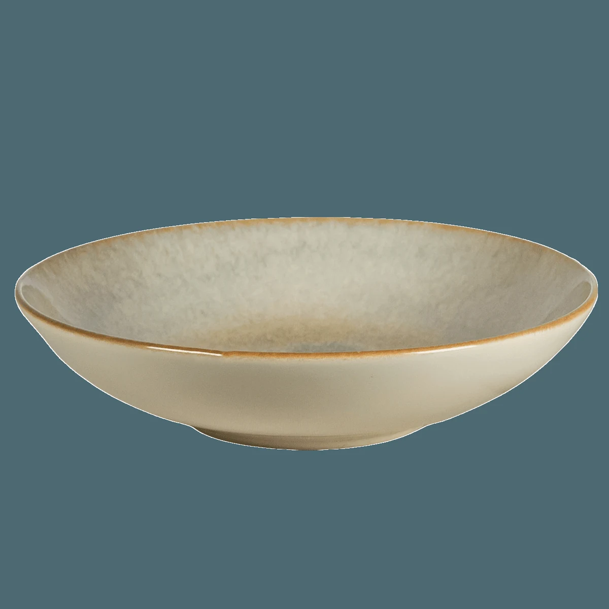 Set 4 farfurii adanci, 21 cm, shell, crem lucios cu margine maro, imagine 3