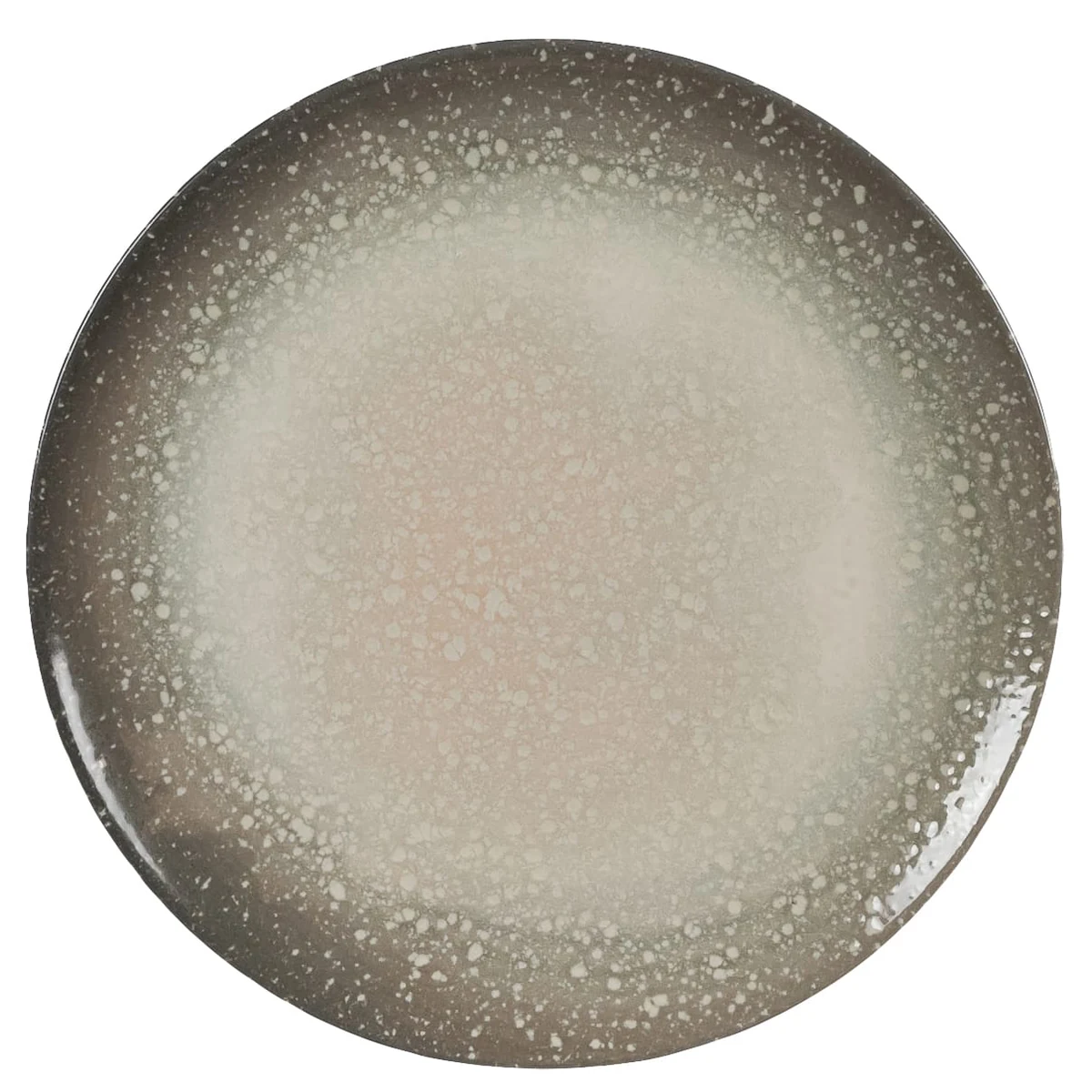 Plate intinsa, 26 cm, stone, white ivoire with grey