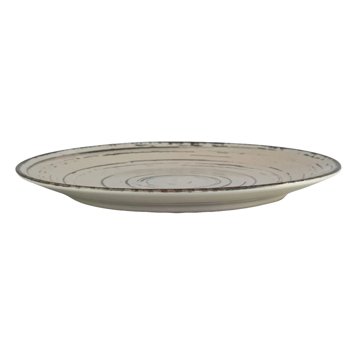 Farfurie desert, 20 cm, stone, alb ivoire cu linii maro, imagine 2