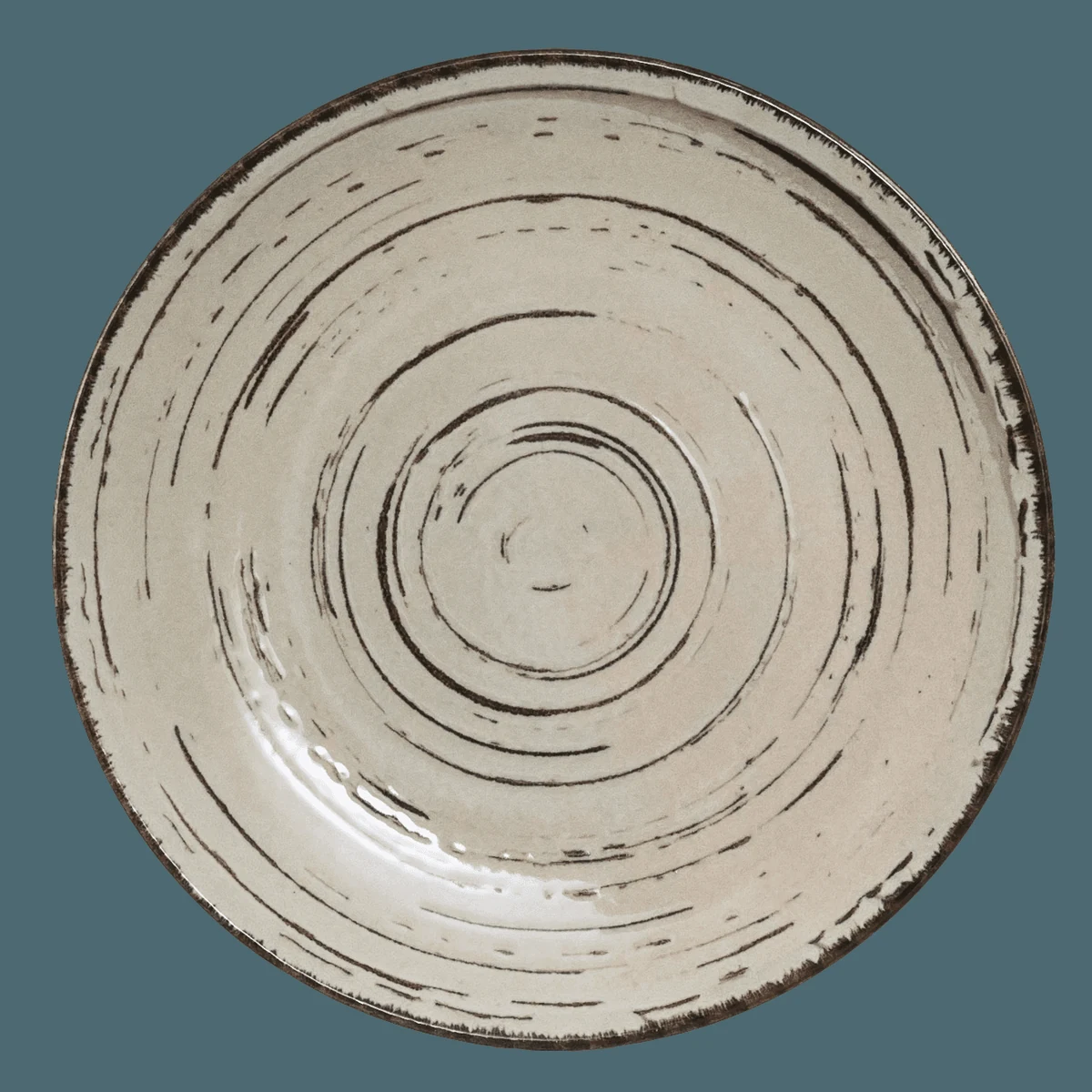 Teller intinsa, 26 cm, stone, weiß ivoire mit linii braun