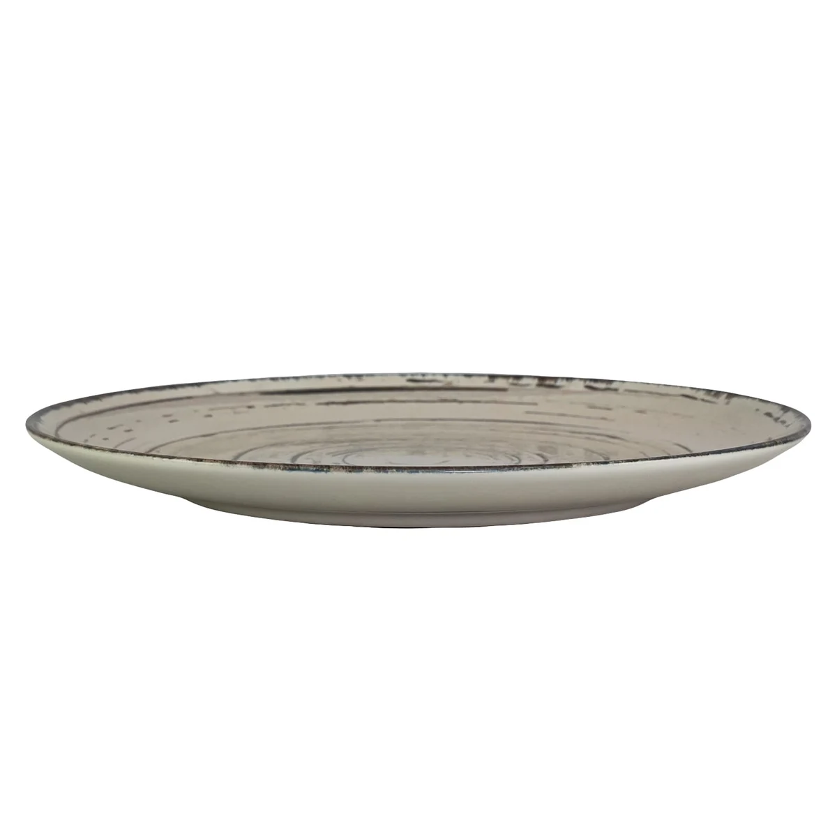 Farfurie intinsa, 26 cm, stone, alb ivoire cu linii maro, imagine 3