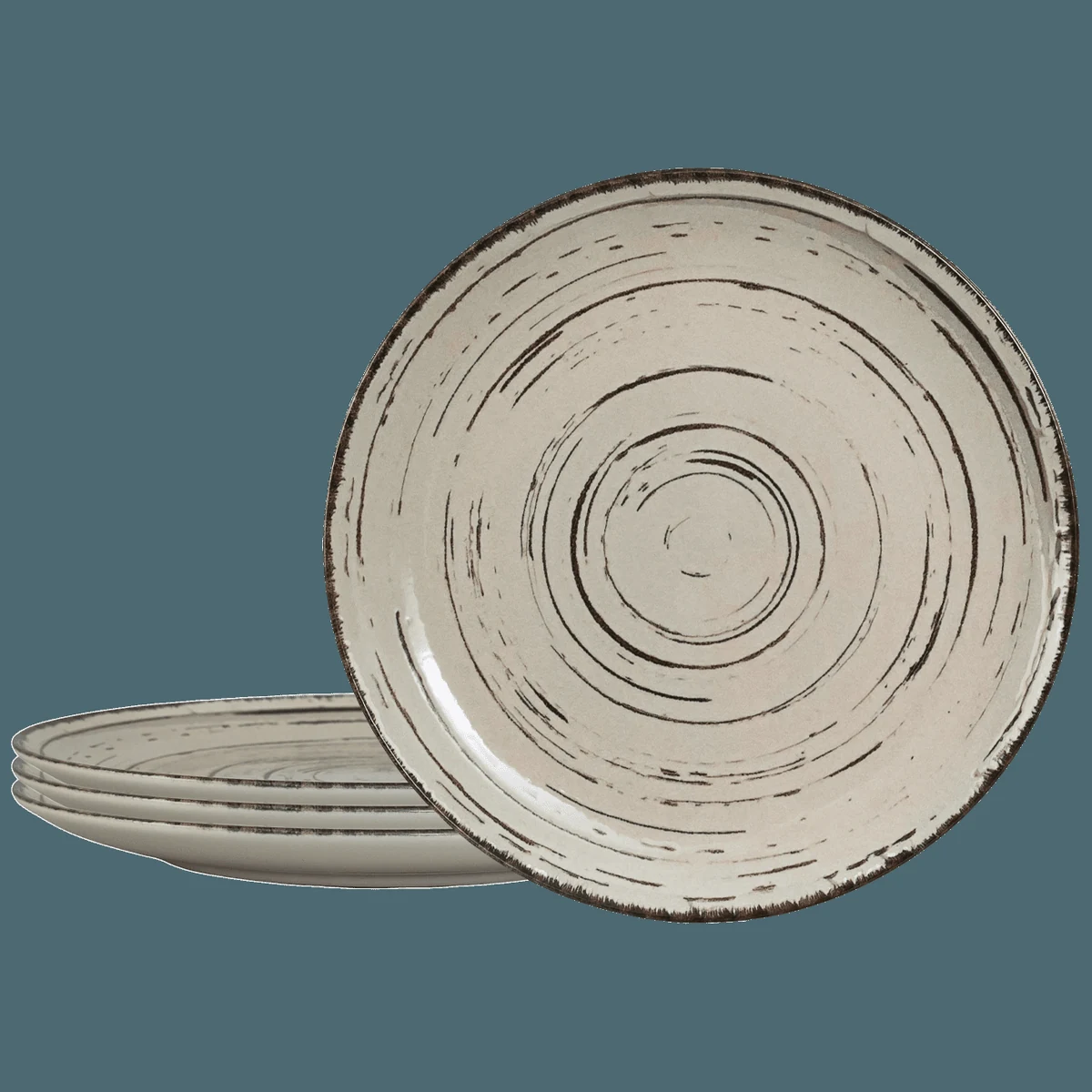 Set farfurii Stone 26 cm, Alb Ivoire cu linii maro
