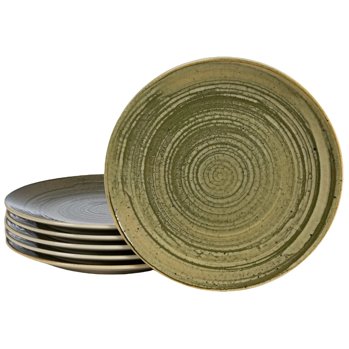 Set 6 Teller Dessert, 20 cm, sand, weiß ivoire und grau-verzui