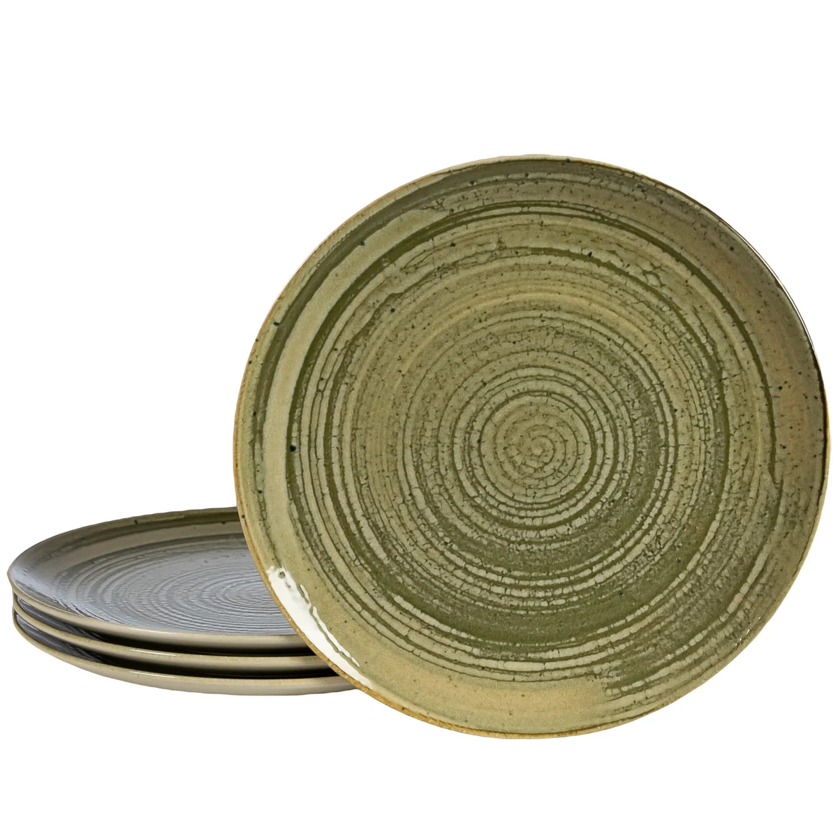 Set 4 farfurii intinse, 26 cm, Sand, Alb Ivoire, gri-verzui
