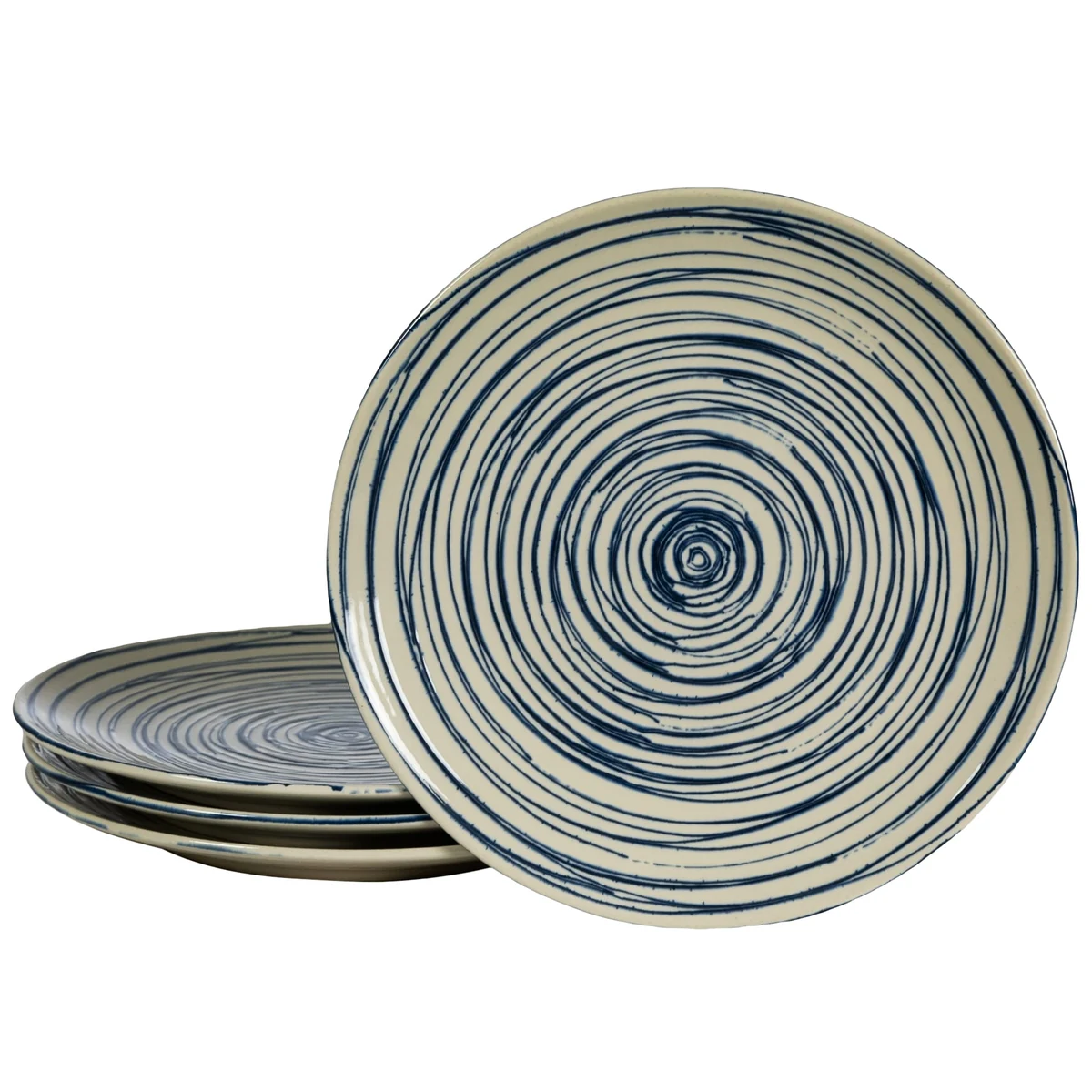 Set Teller Dessert 20 cm maritim weiß ivoire mit cercuri albastre