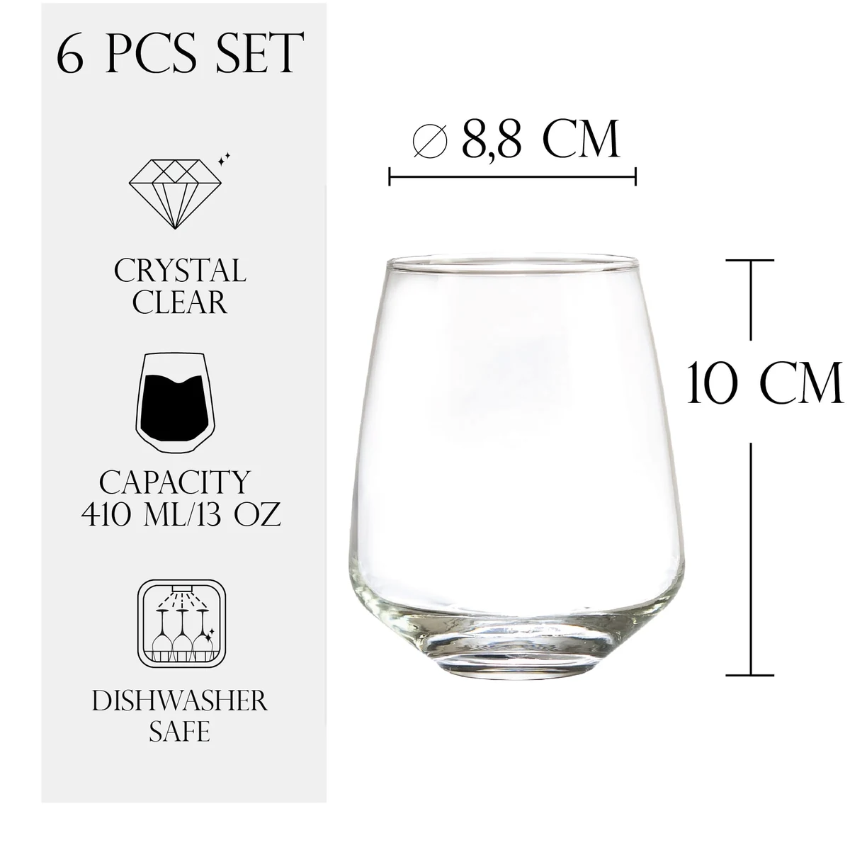 Set 6 pahare 410 ml, transparent, imagine 2