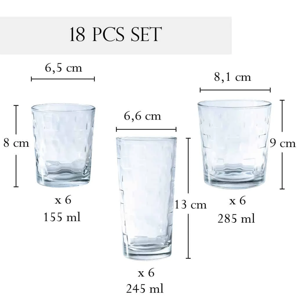Set 18 pahare 155 ml, 245 ml, 285 ml, transparent, imagine 2