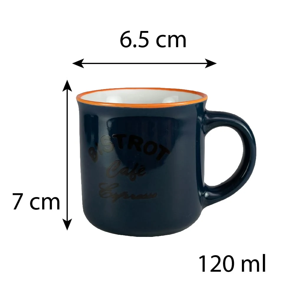 Set 6 cani bistrot albastru, 120 ml, imagine 2