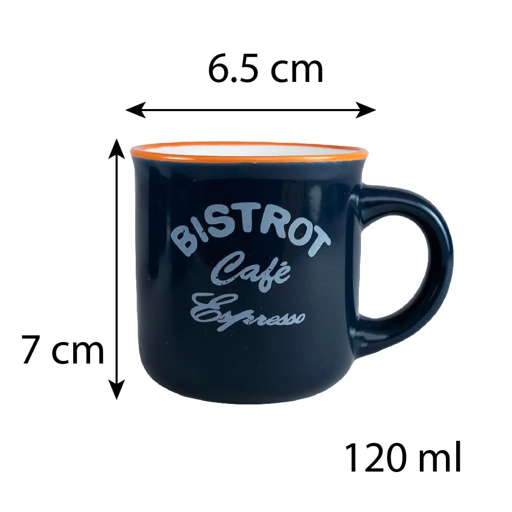 Set 6 cani bistrot albastru/alb, 120 ml, imagine 2