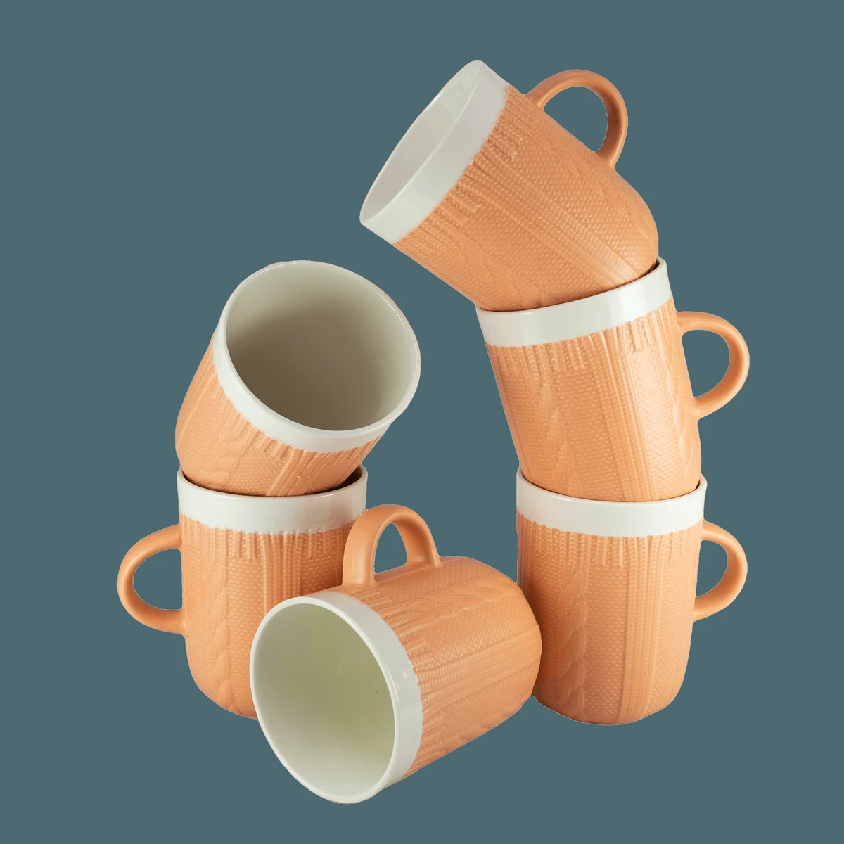 Σετ 6 κούπες crosetate πορτοκαλί/λευκό, 320 ml