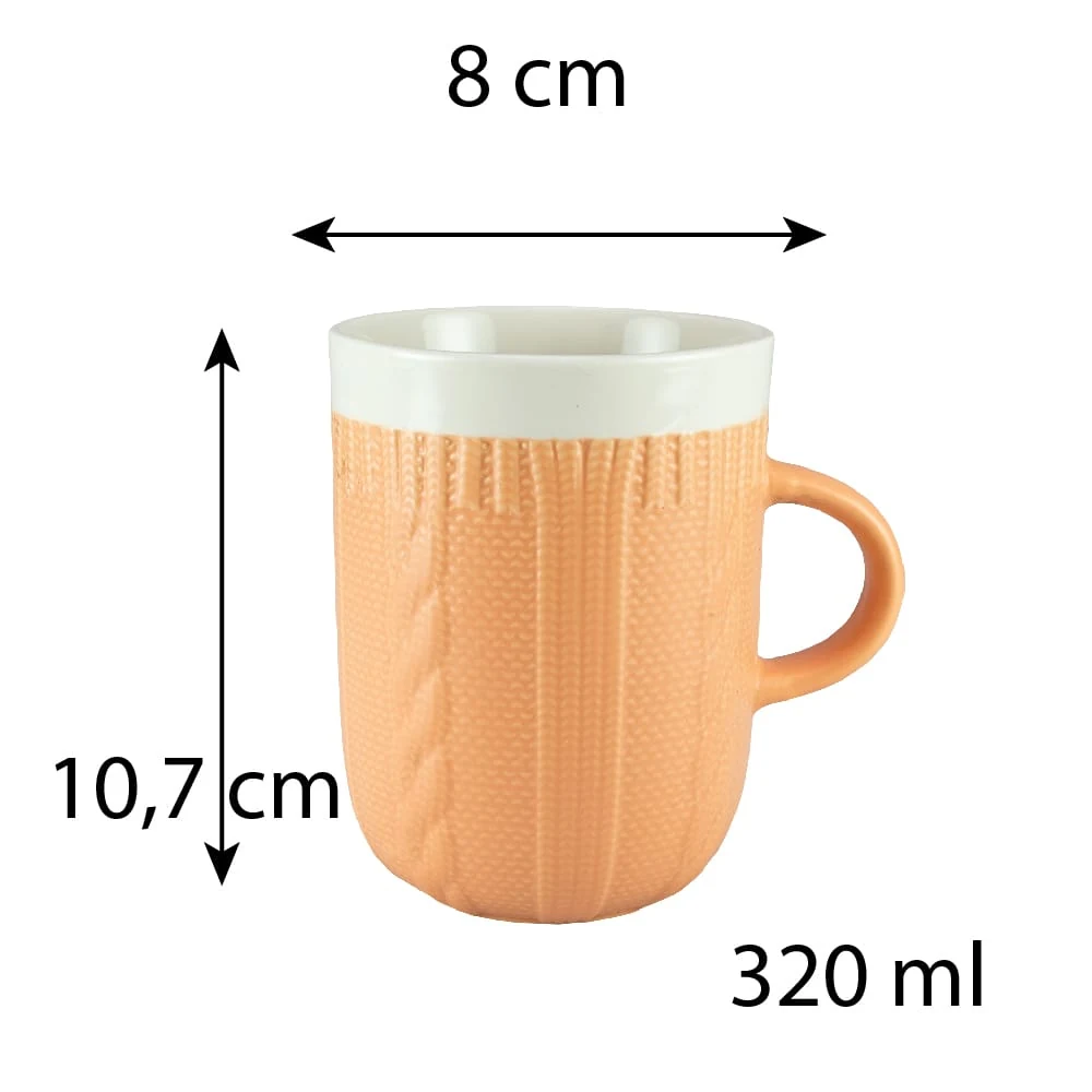Set 6 cani crosetate portocaliu/alb, 320 ml, imagine 2
