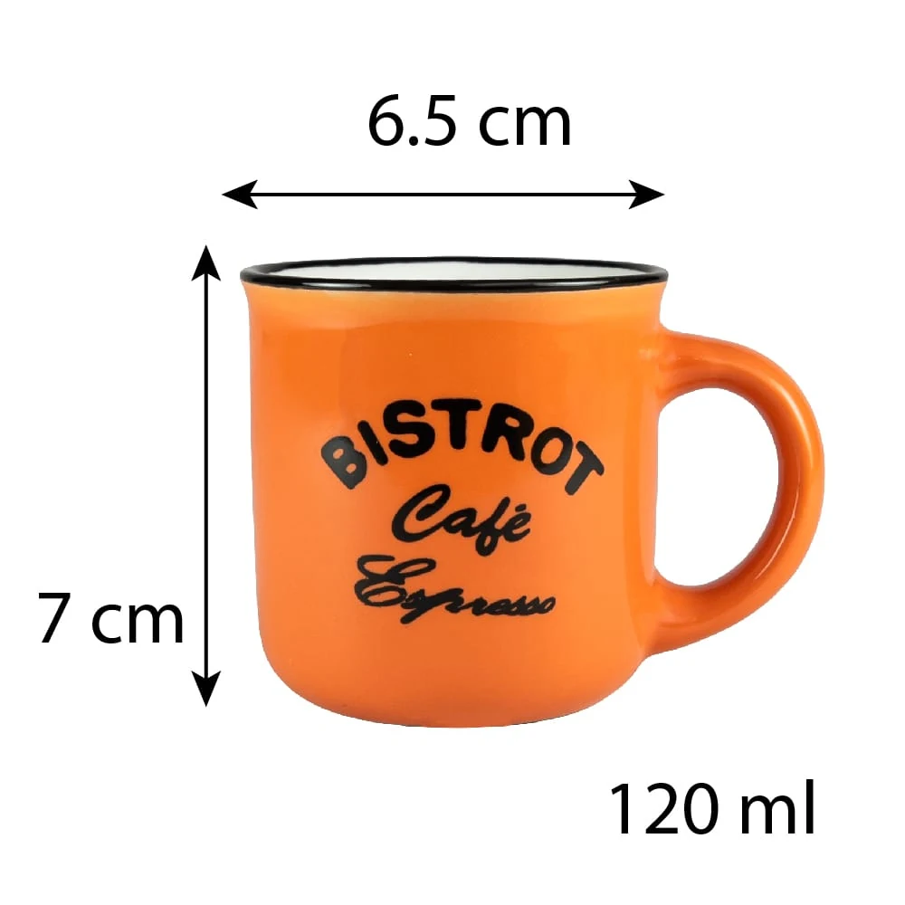 Set 6 cani bistrot portocalii, 120 ml, imagine 2