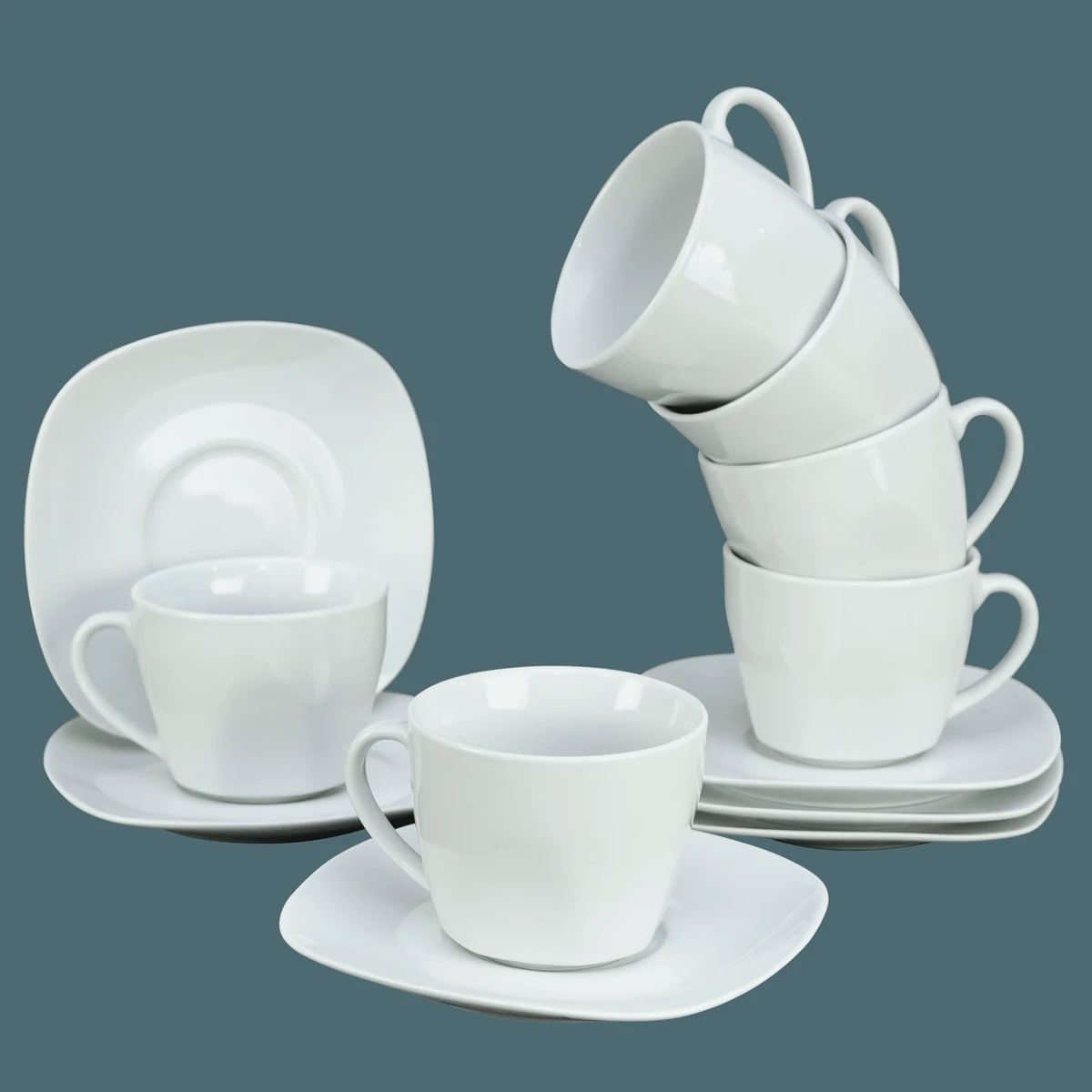Set 6 cesti cu farfurii de portelan de 200 ml, imagine 2