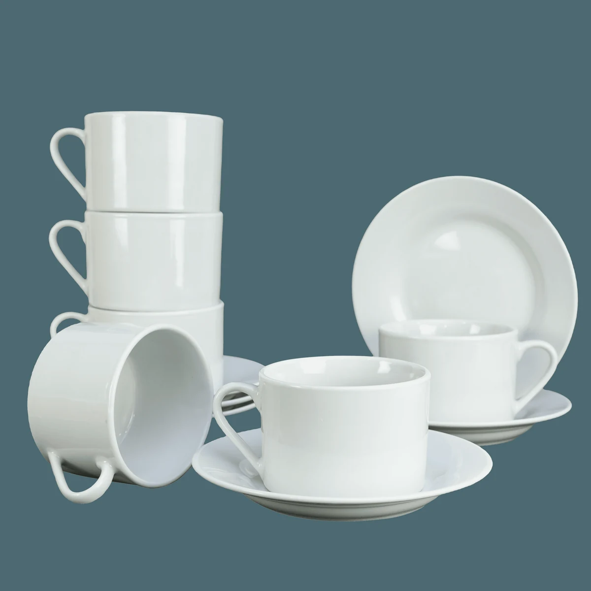 Készlet 6 csészék  tányérok porcelán 220 ml - colectia CESIRO prestige