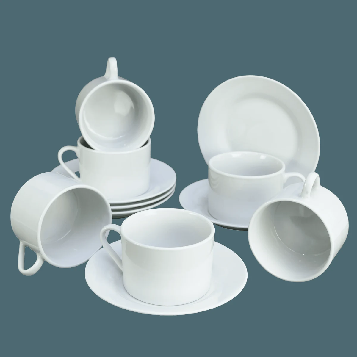 Set 6 cesti cu farfurii portelan 220 ml - colectia CESIRO prestige, imagine 2