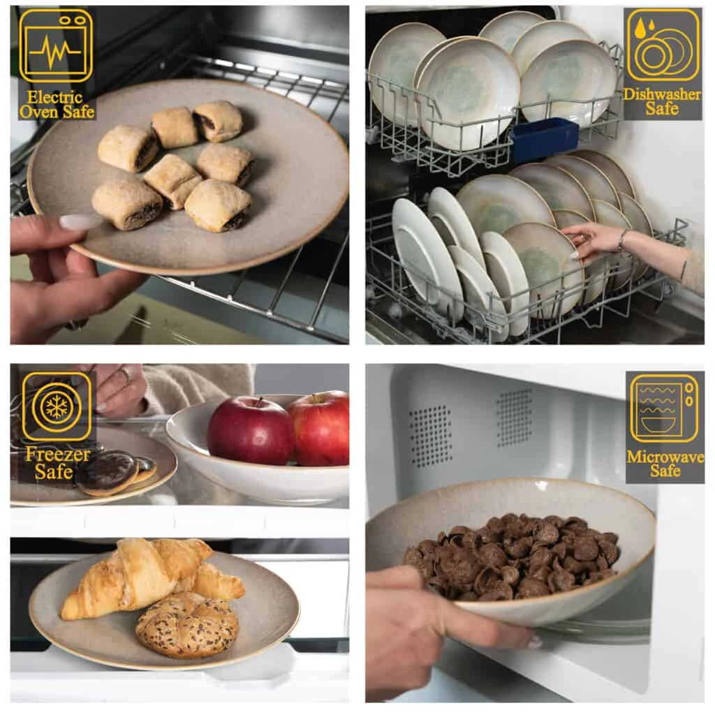 Set farfurii 18 piese, 6 persoane, shell, crem cu margine maro, imagine 3