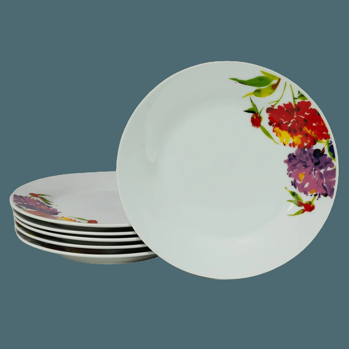 Set Elegant de 6 Farfurii Desert din Porțelan cu Motive Florale