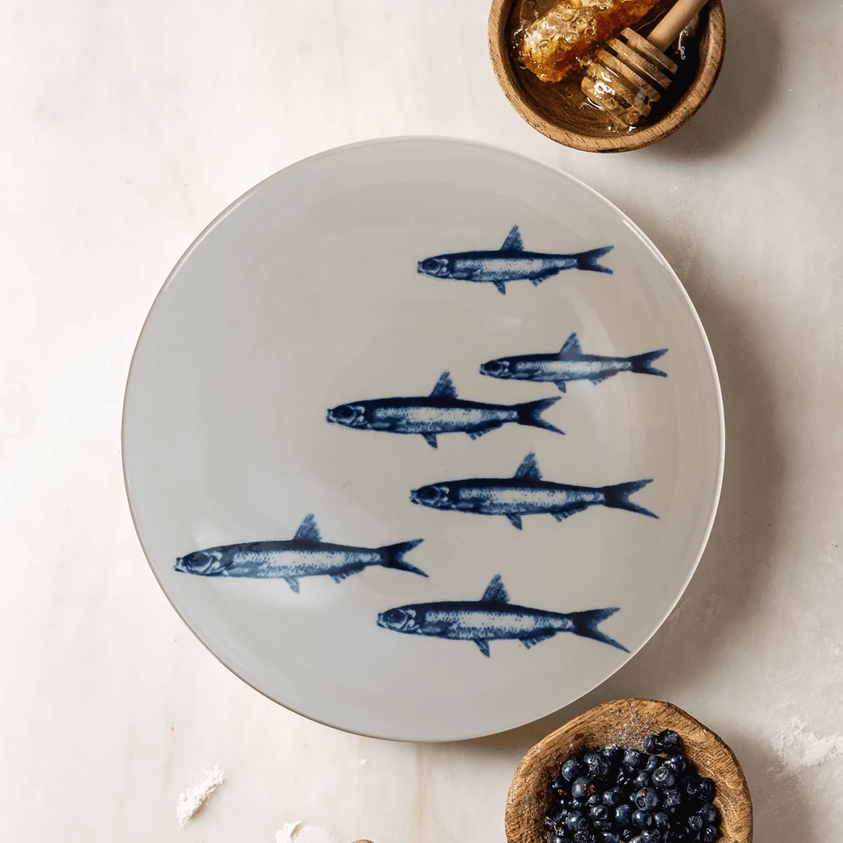 Set farfurii 16 piese, 4 persoane, eleganta marina, alb sardine deco, imagine 5