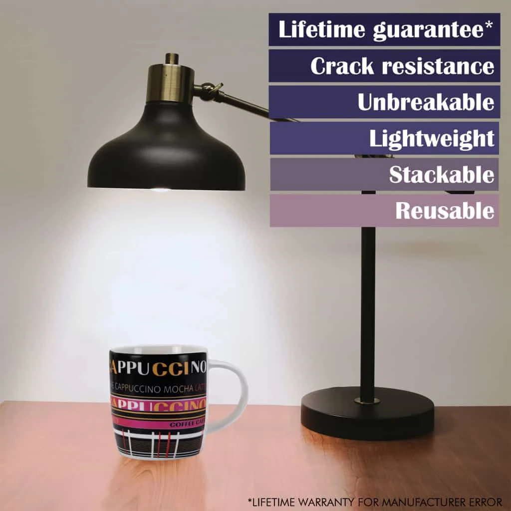 Set 6 cesti decor coffee, 270 ml, alb/negru, imagine 3