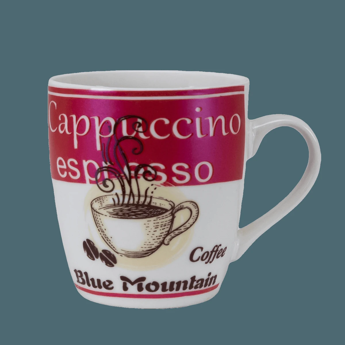 Set 6 cesti CESIRO, 190 ml, alb/fucsia decor coffee, imagine 3