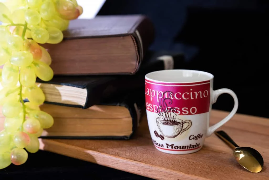 Set 6 cesti CESIRO, 190 ml, alb/fucsia decor coffee, imagine 4