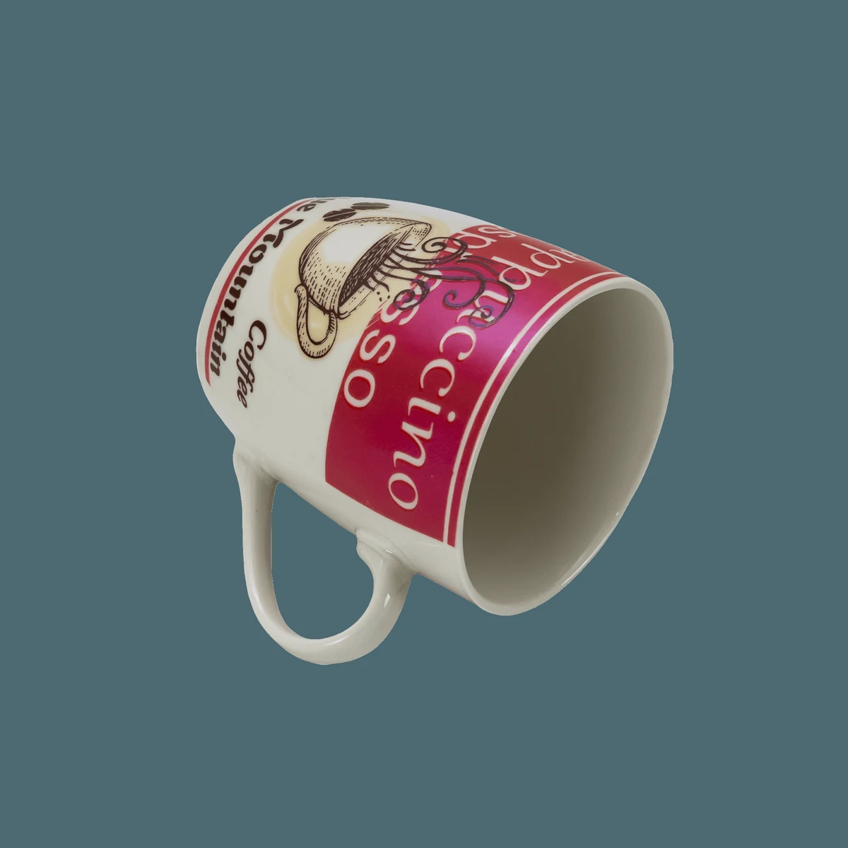 Set 6 cesti CESIRO, 190 ml, alb/fucsia decor coffee, imagine 5