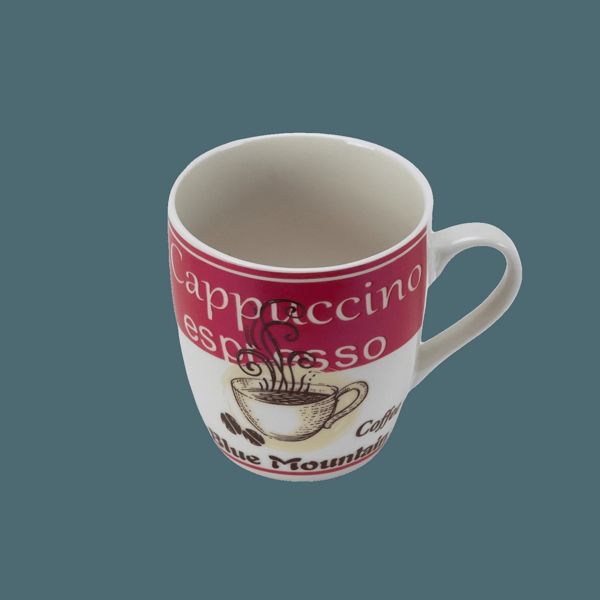 Set 6 cesti CESIRO, 190 ml, alb/fucsia decor coffee, imagine 6