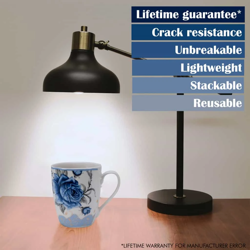 Set 6 cesti 280 ml, alb cu trandafir albastru, imagine 3