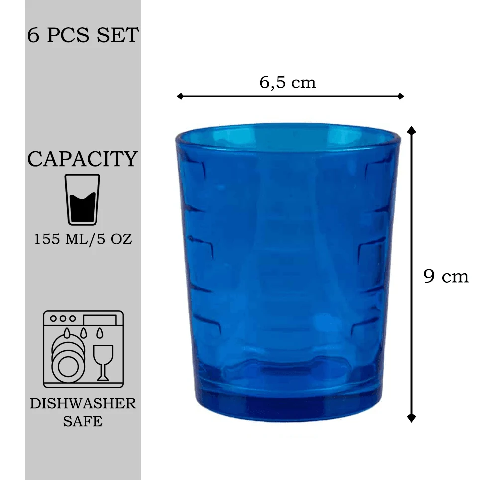 Set 6 pahare din sticla colorate de 155 ml CESIRO, imagine 2