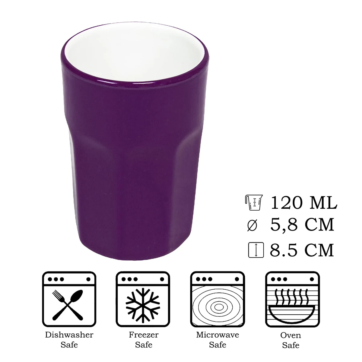 Pahar cu model, 120 ml, mov inchis, imagine 2