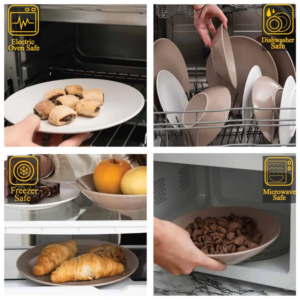 Set farfurii 18 piese, 6 persoane, caffee latte, alb/maro mat, imagine 3