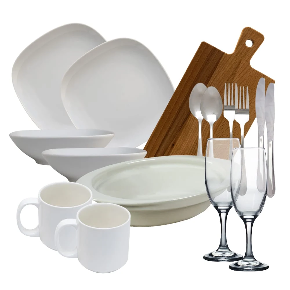 Σετ complet de masa, white, 16 piese, πορσελάνη, λευκό