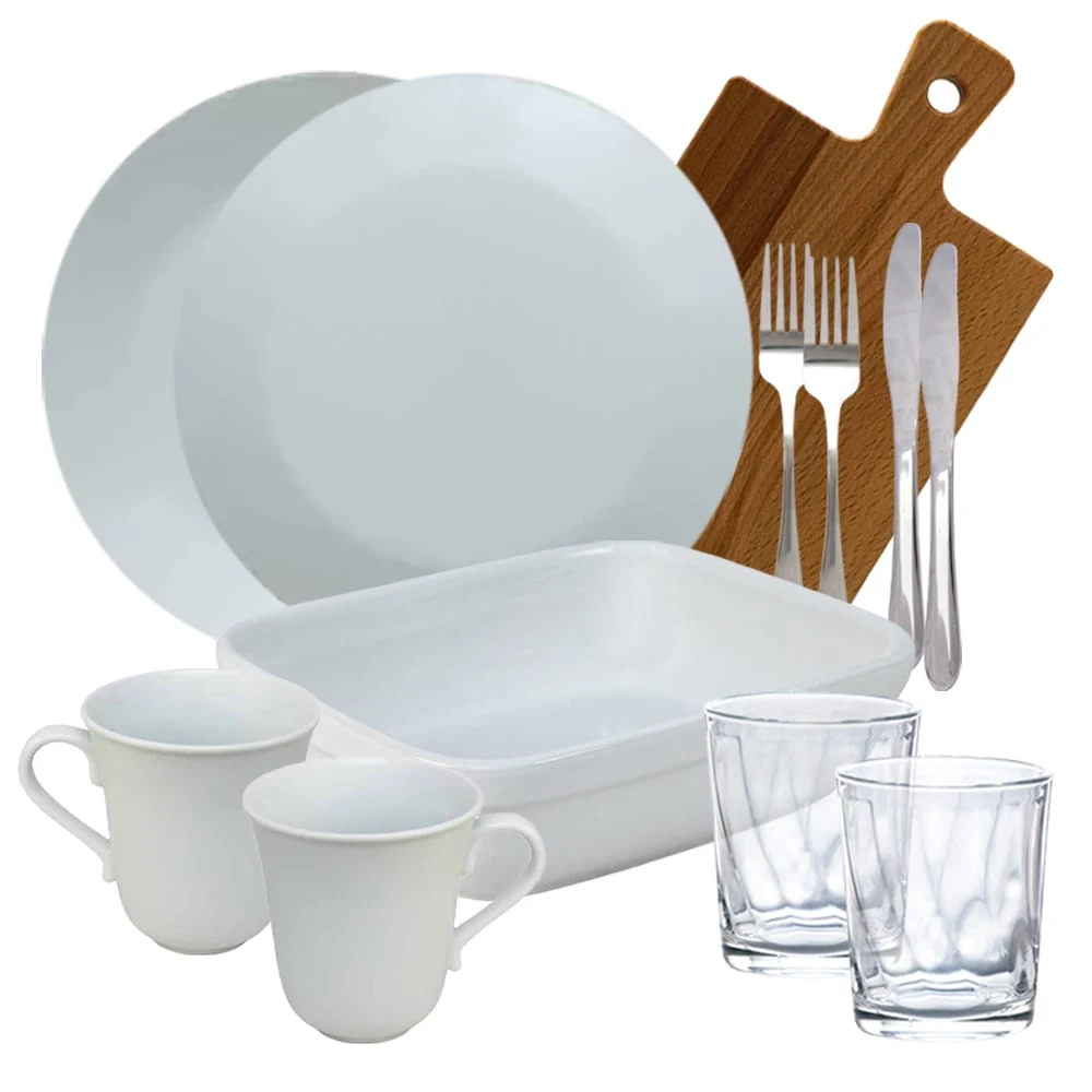 Set complet de masa, Zapada, 12 piese, Portelan, Alb lucios