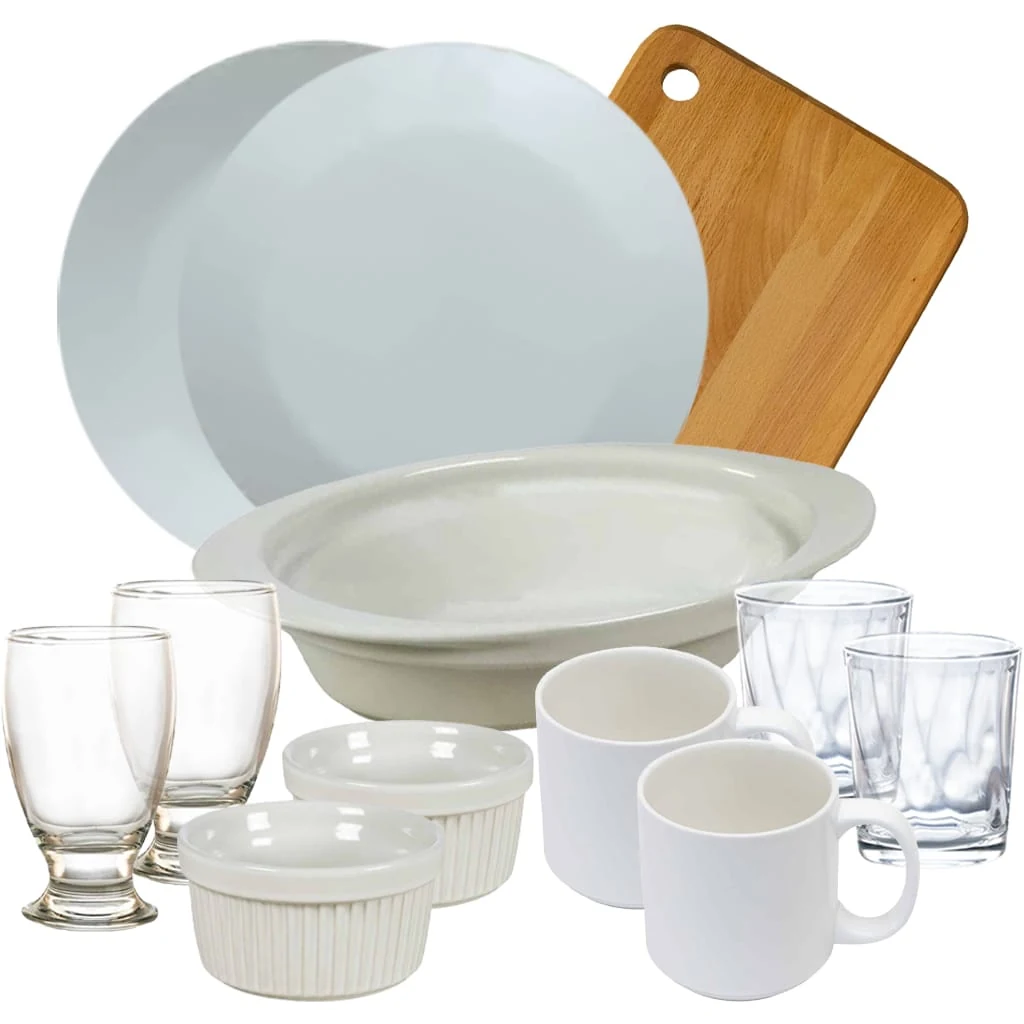 Set complet de masa, Snow white, 12 piese, Portelan, Alb lucios