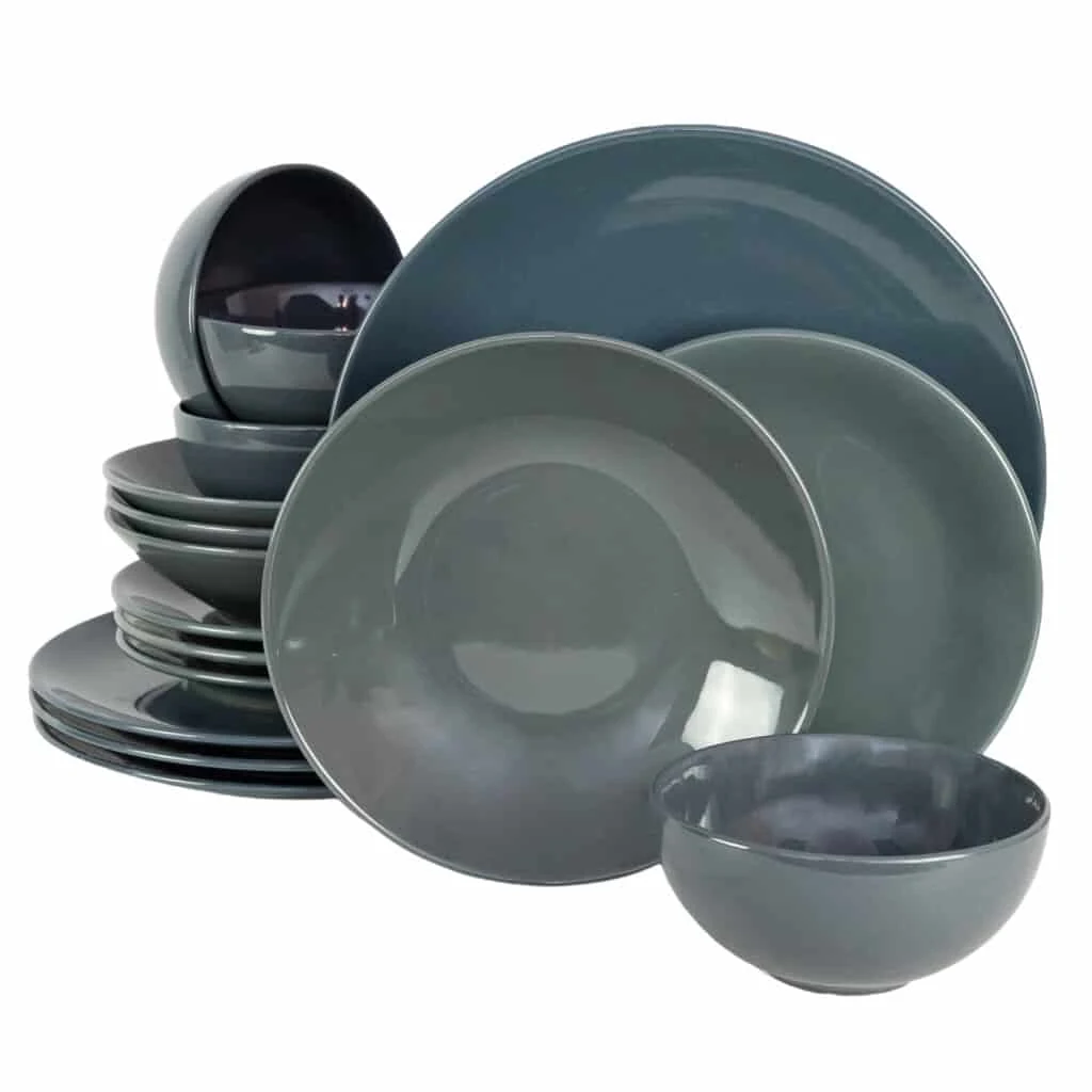 Set plates 16 piese, 4 persoane, anthracite, grey antracit and grey metal