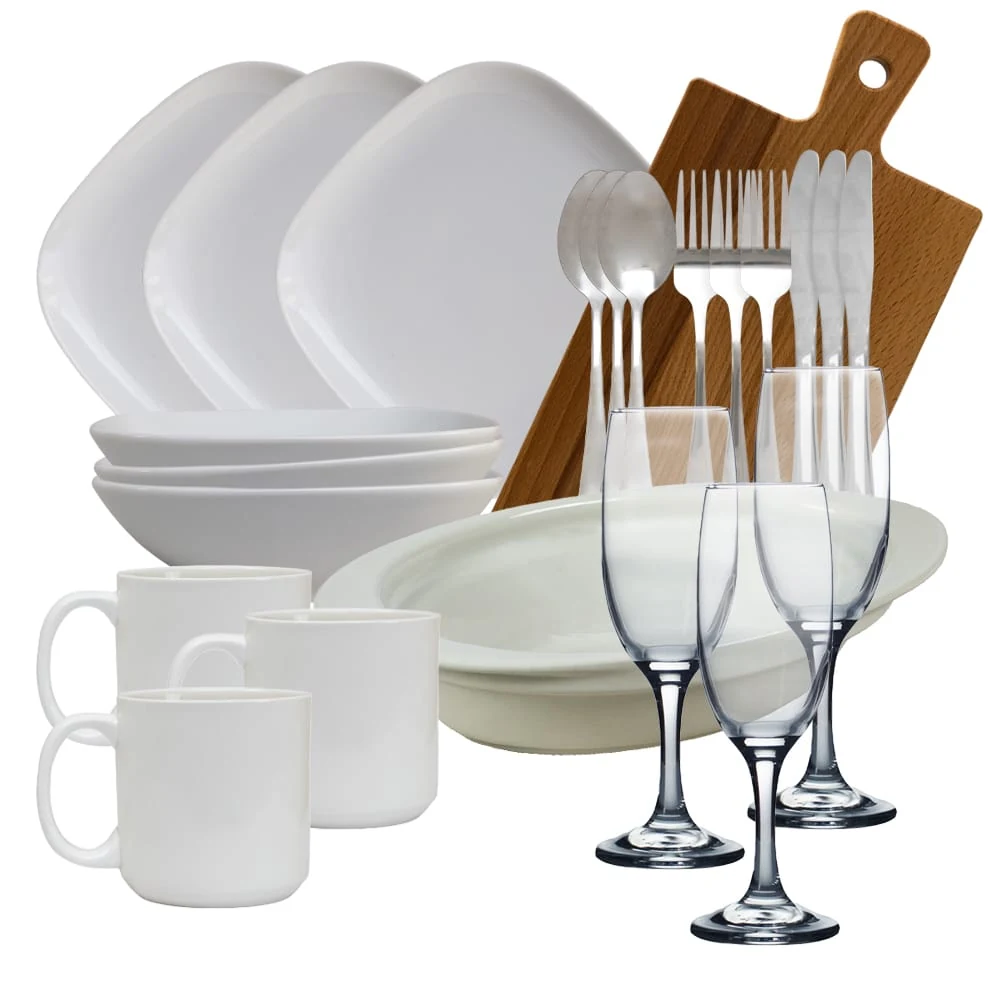 Set complet de masa, white, 23 piese, porcelain, white