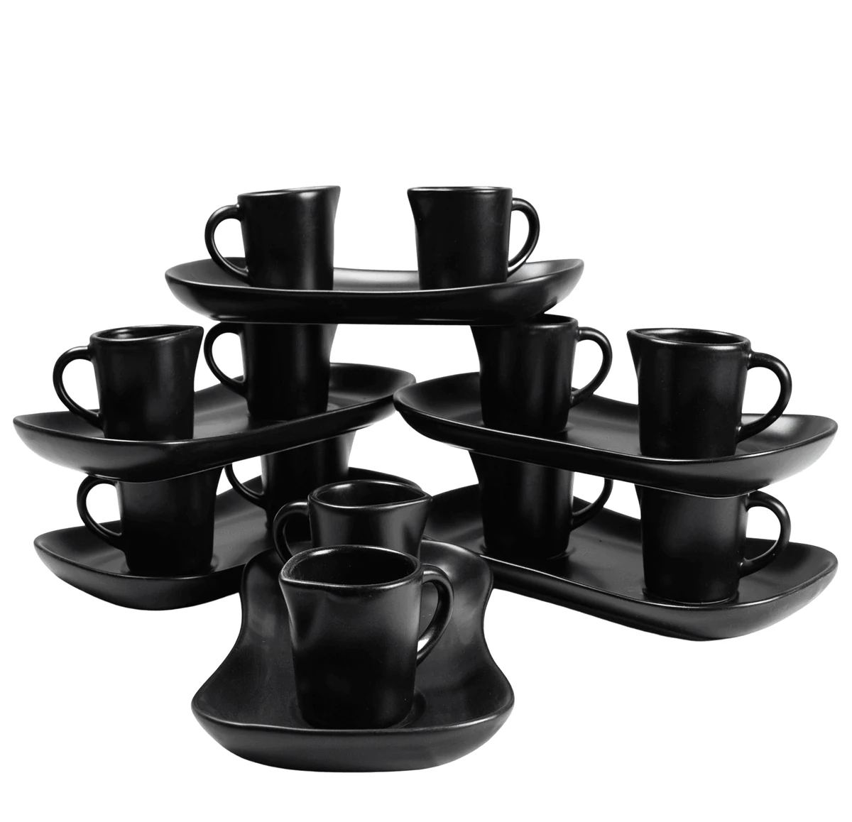 Set 6 x 2 latiere mit tavita, elegante, 80 ml, schwarz obscur