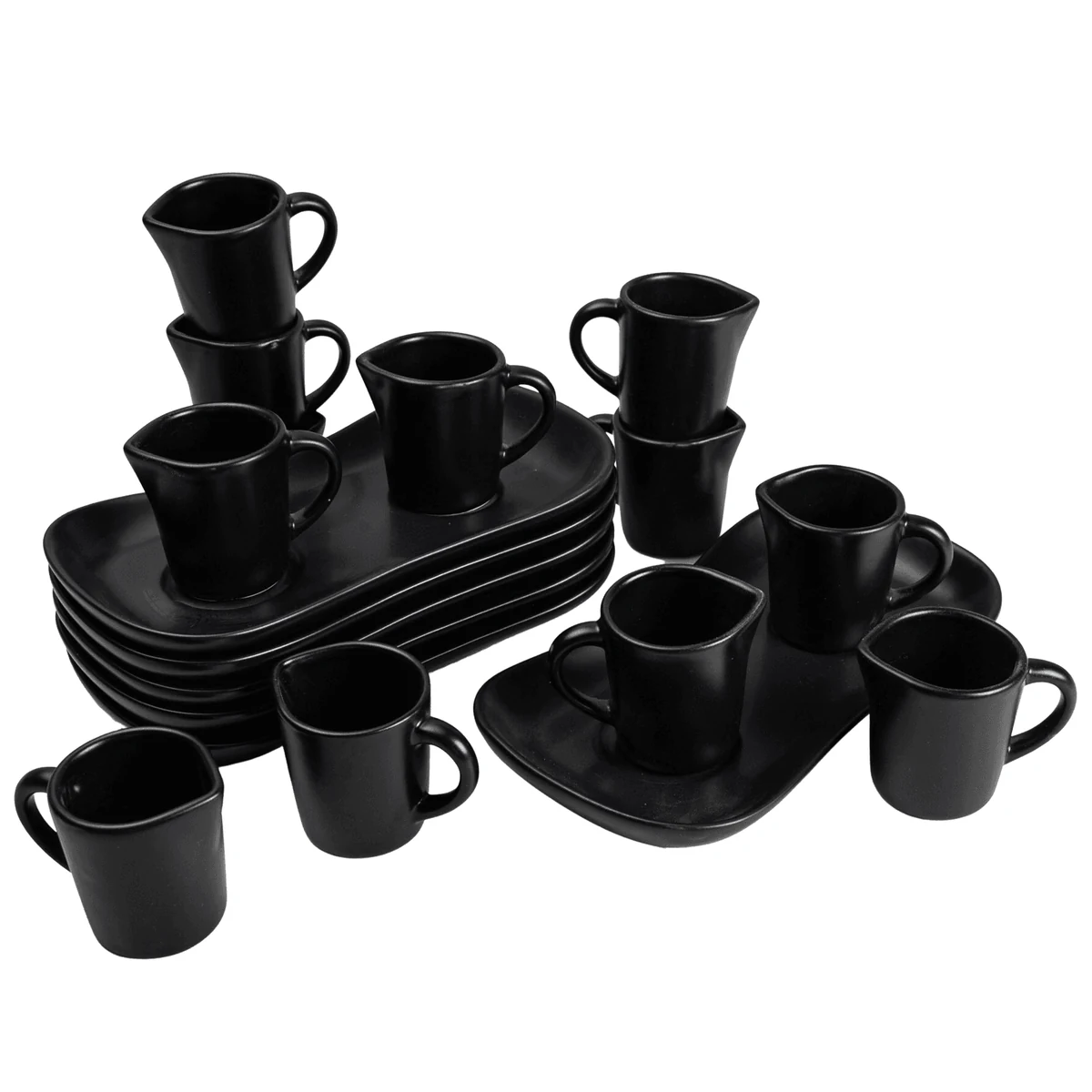 Set 6 x 2 latiere cu tavita, elegante, 80 ml, negru obscur, imagine 2
