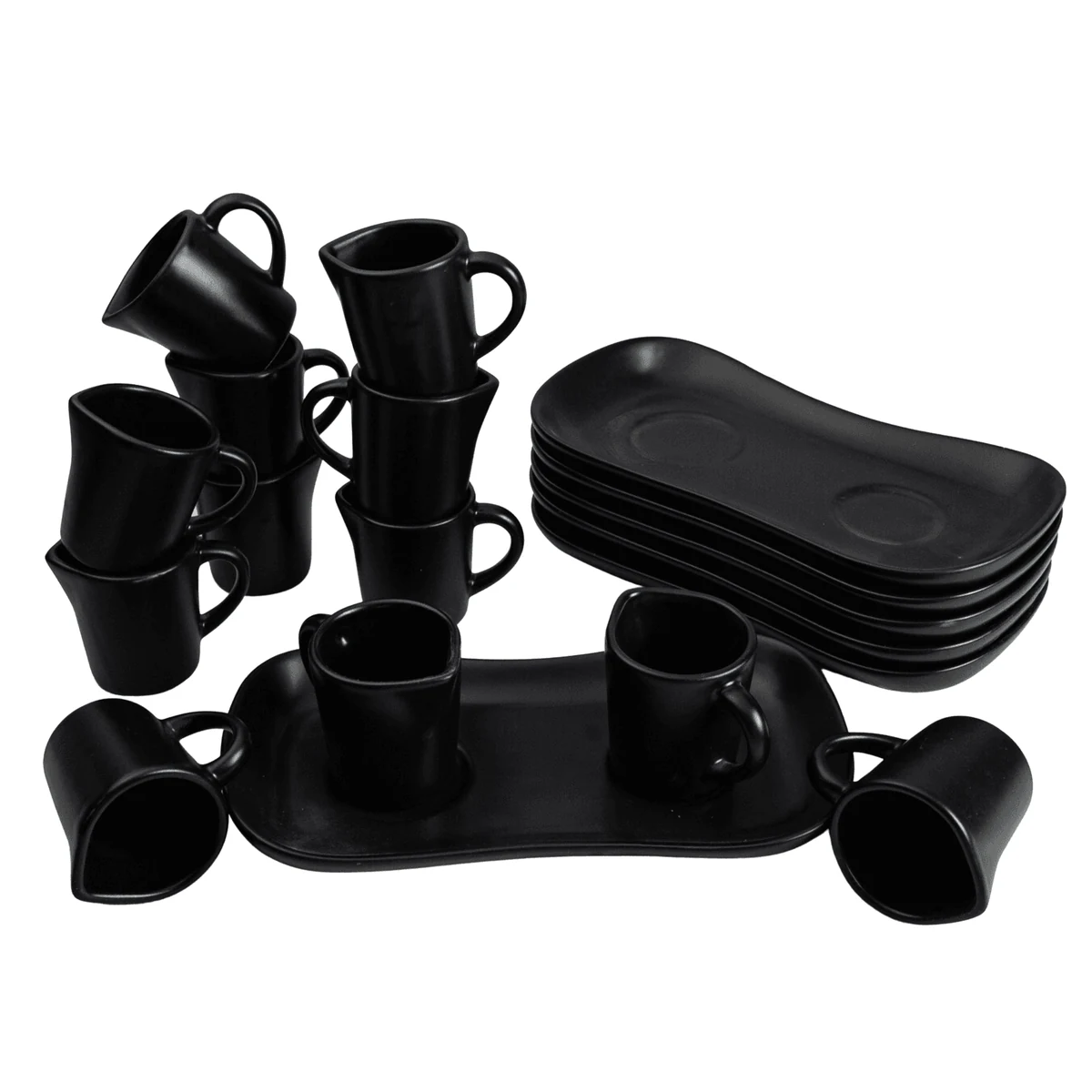 Set 6 x 2 latiere cu tavita, elegante, 80 ml, negru obscur, imagine 3