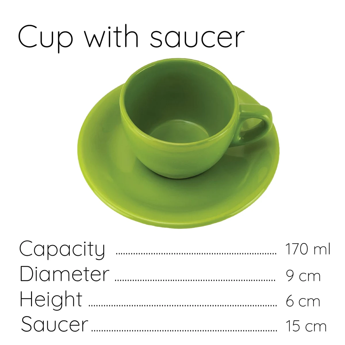 Set ceasca cu farfurie, CESIRO, 170 ml, verde lucios, imagine 5