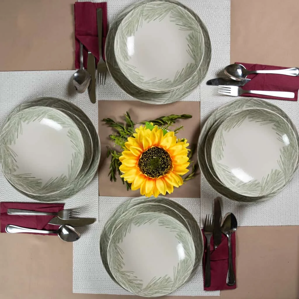 Set farfurii 12 piese, 4 persoane, silver fir, alb ivoire cu gri, imagine 7