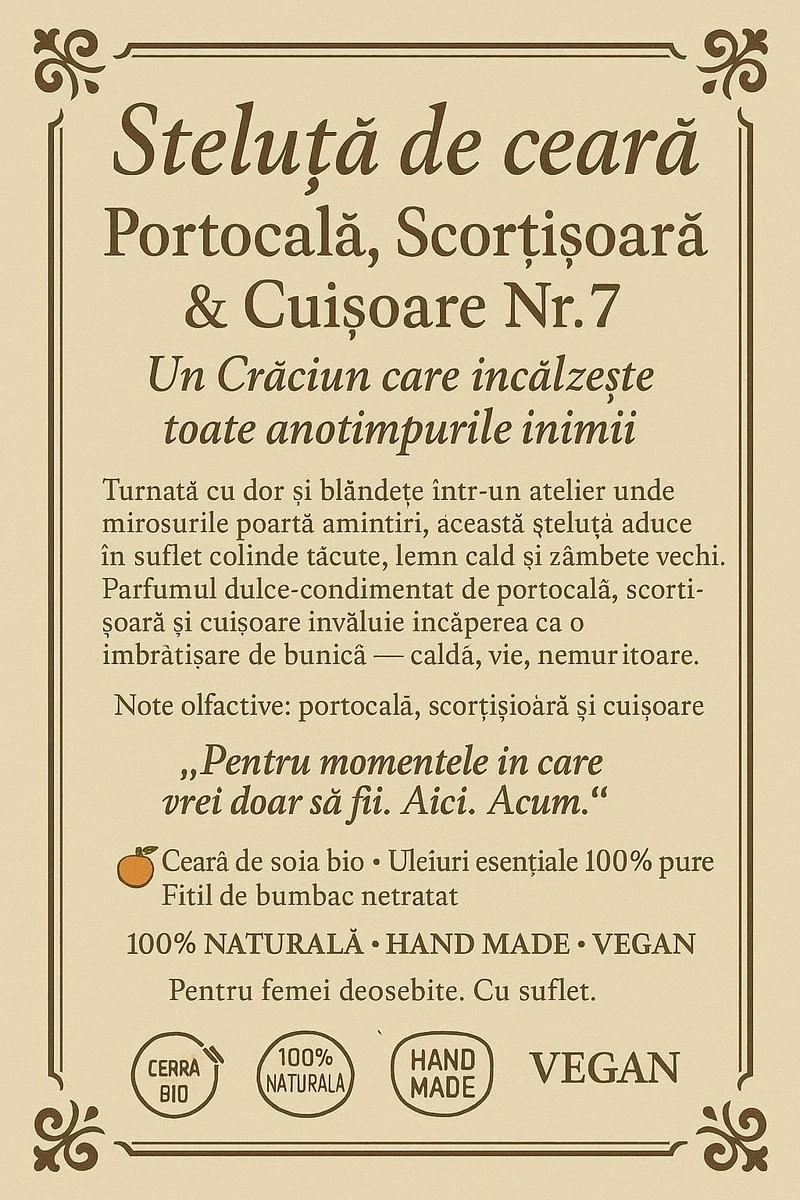 Lumanare bio aromaterapie portocala, scortisoara si cuisoare, 100g, imagine 3