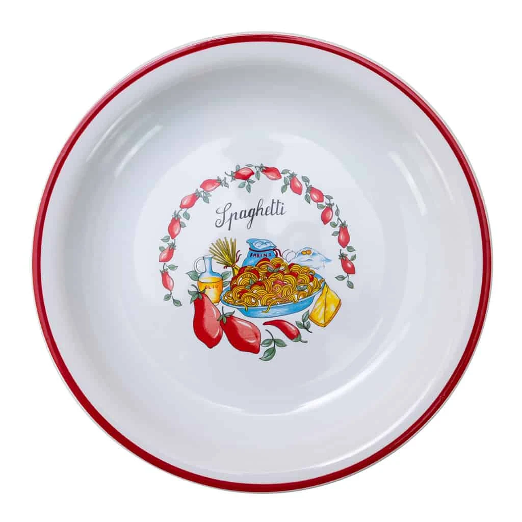Set servire paste 7 piese, pentru 6 persoane, CESIRO, alb/rosu, imagine 3