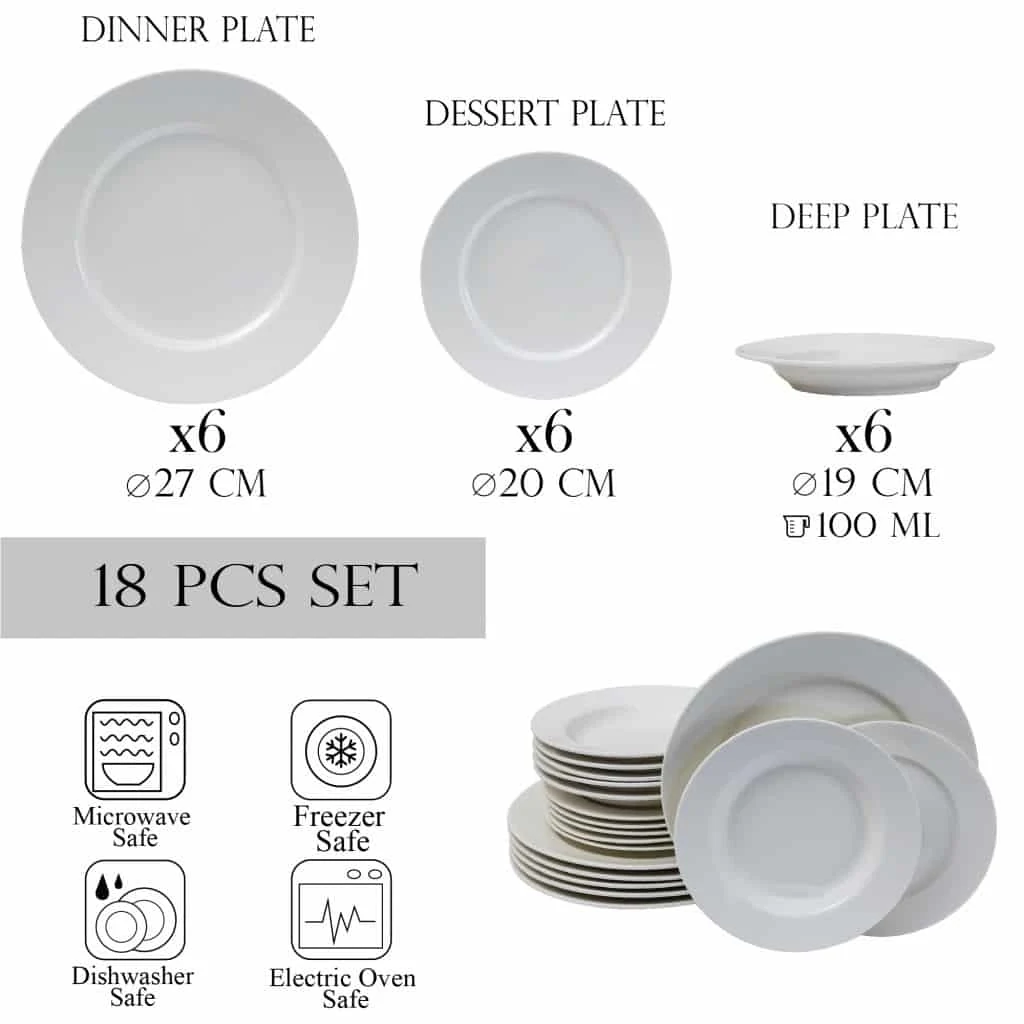 Set farfurii 18 piese, 6 persoane, north pole, portelan, alb, imagine 2