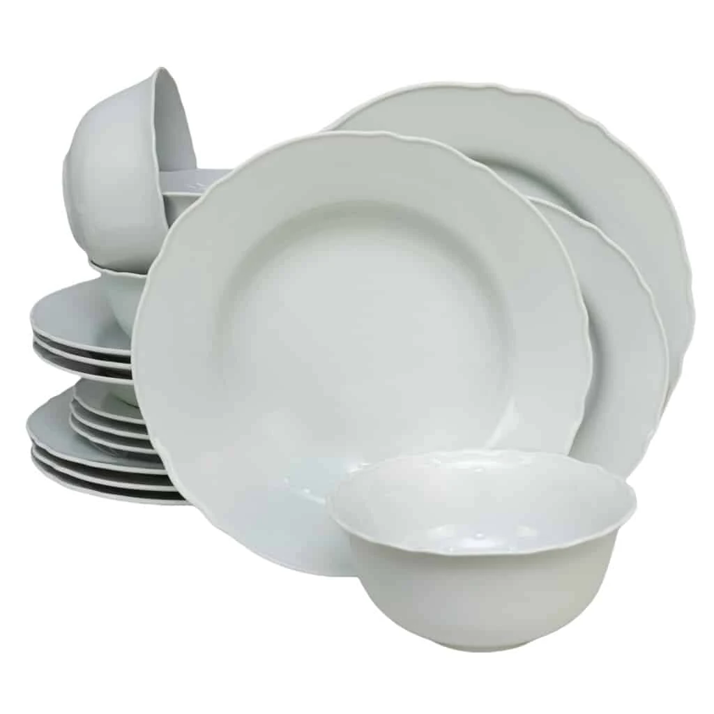 Set plates 16 piese, 4 persoane, iceberg, porcelain, white