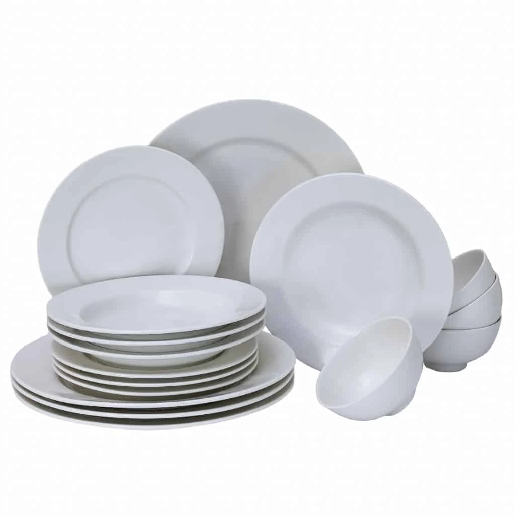 Set plates 16 piese, 4 persoane, north pole, porcelain, white