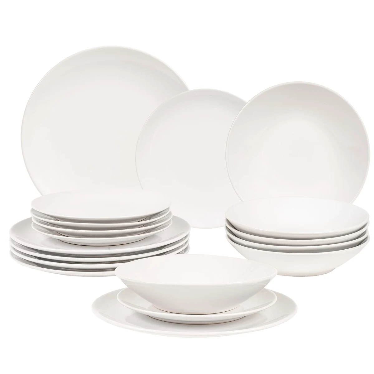 Set farfurii 18 piese, 6 persoane, North Pole, Alb Arctic Lucios